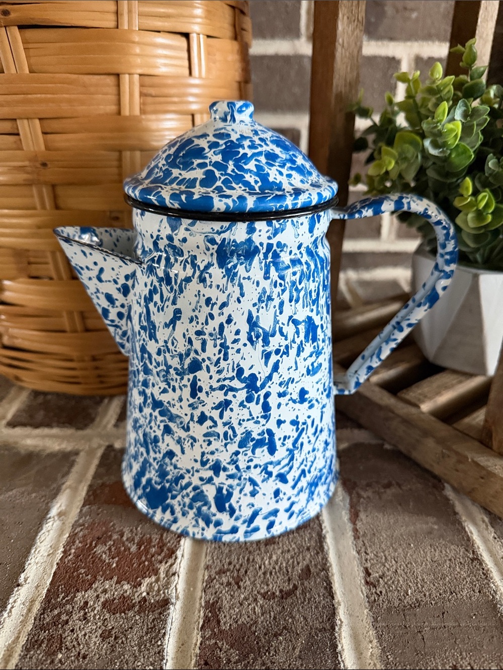 CGS International Inc. Blue Splatter Enamel Coffee Pot - Home Art